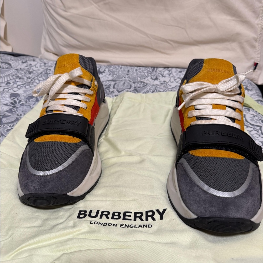 BURBERRY Colorful Sneakers with Red and Yellow Accents AUTHENTIC SIZE 12 MEN